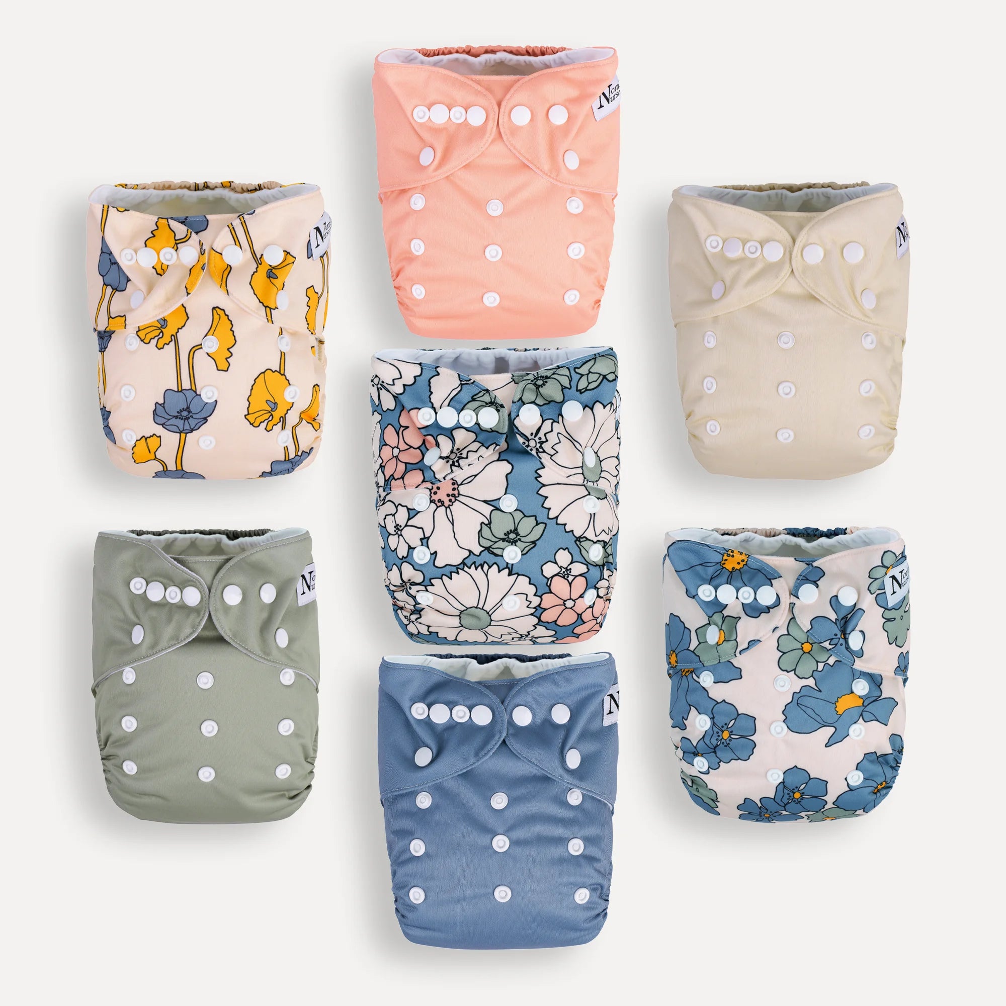 Delilah 7 Cloth Diapers with Inserts & 1 Wet Bag – Nora's Nursery