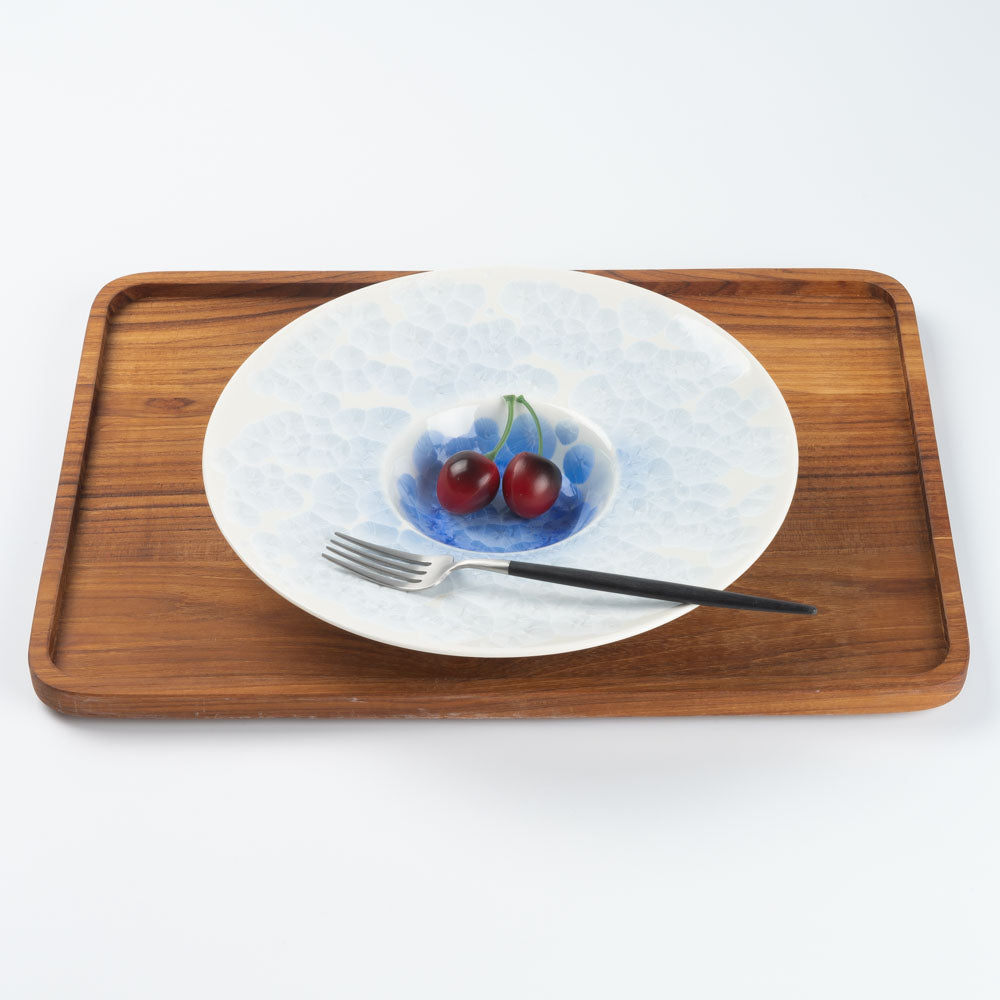 京焼・清水焼 陶あん 花結晶 リム皿（青白） ¥8,800 大人の焼き物