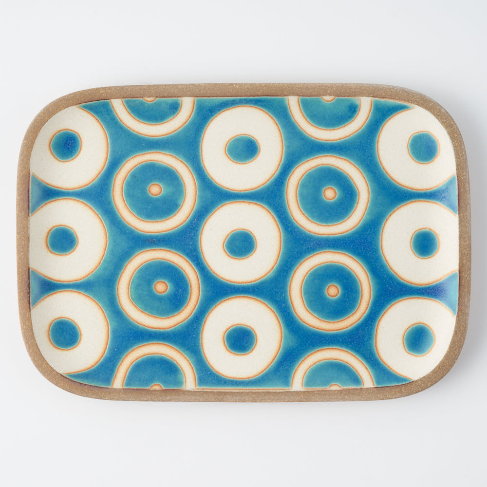 やちむん 一翠窯 長方皿(中) ヘゴ トルコブルー ¥4,400 大人の焼き物