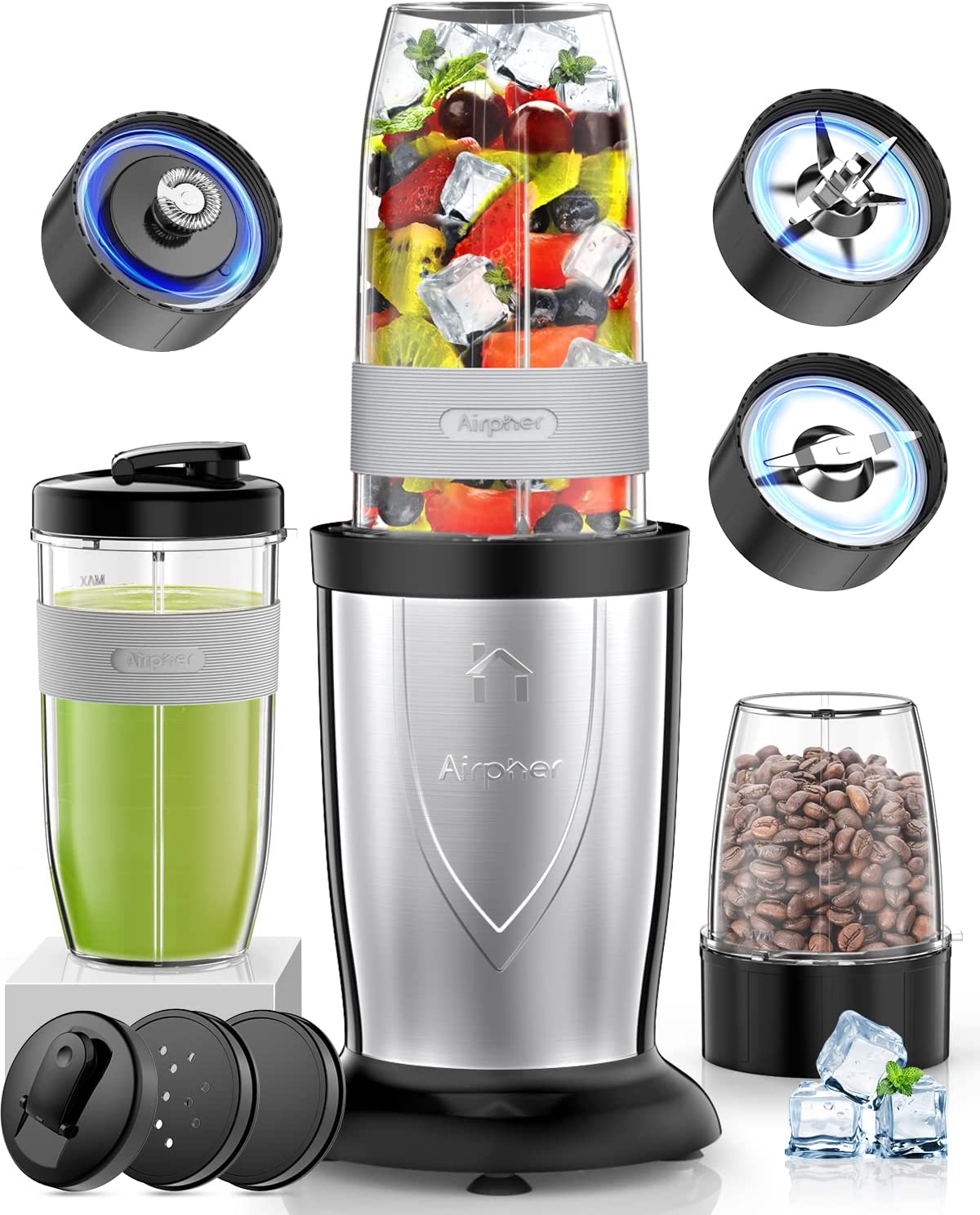 改良版&700ML大容量】Airpher ミキサー ジューサー 氷 も 砕ける 700ml
