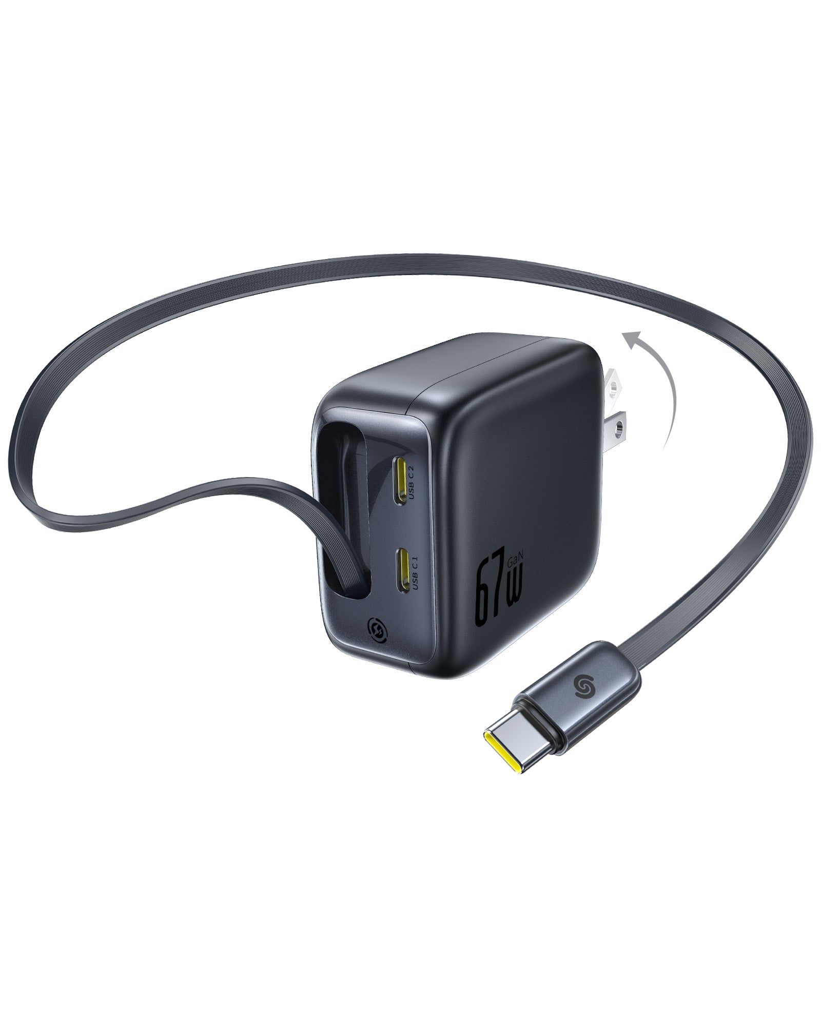 EnerCore CJ11 巻取式ケーブル内蔵急速充電器 67W