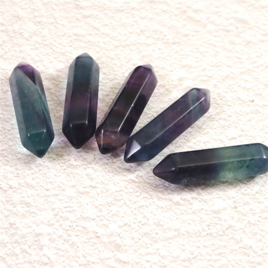 フローライト 蛍石 両剣ポイント ルース 5個セット 22.0g (ID:84598