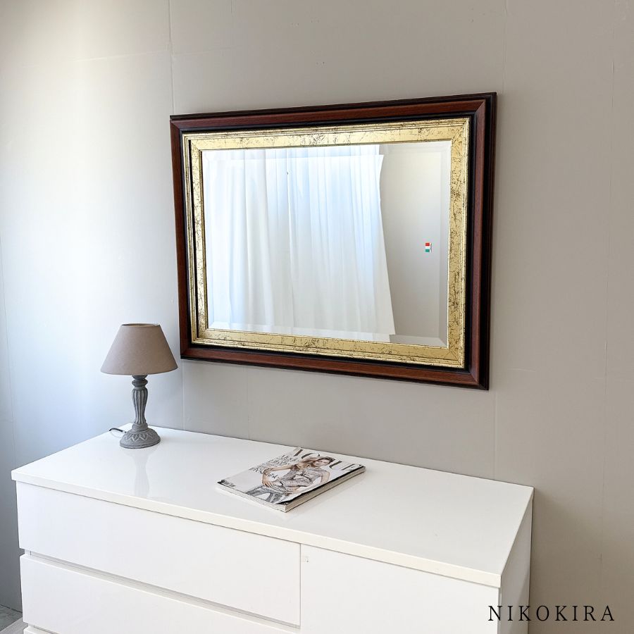 鏡 壁掛け ウォールミラー 69cm 89cm イタリア 長方形 アンティーク
