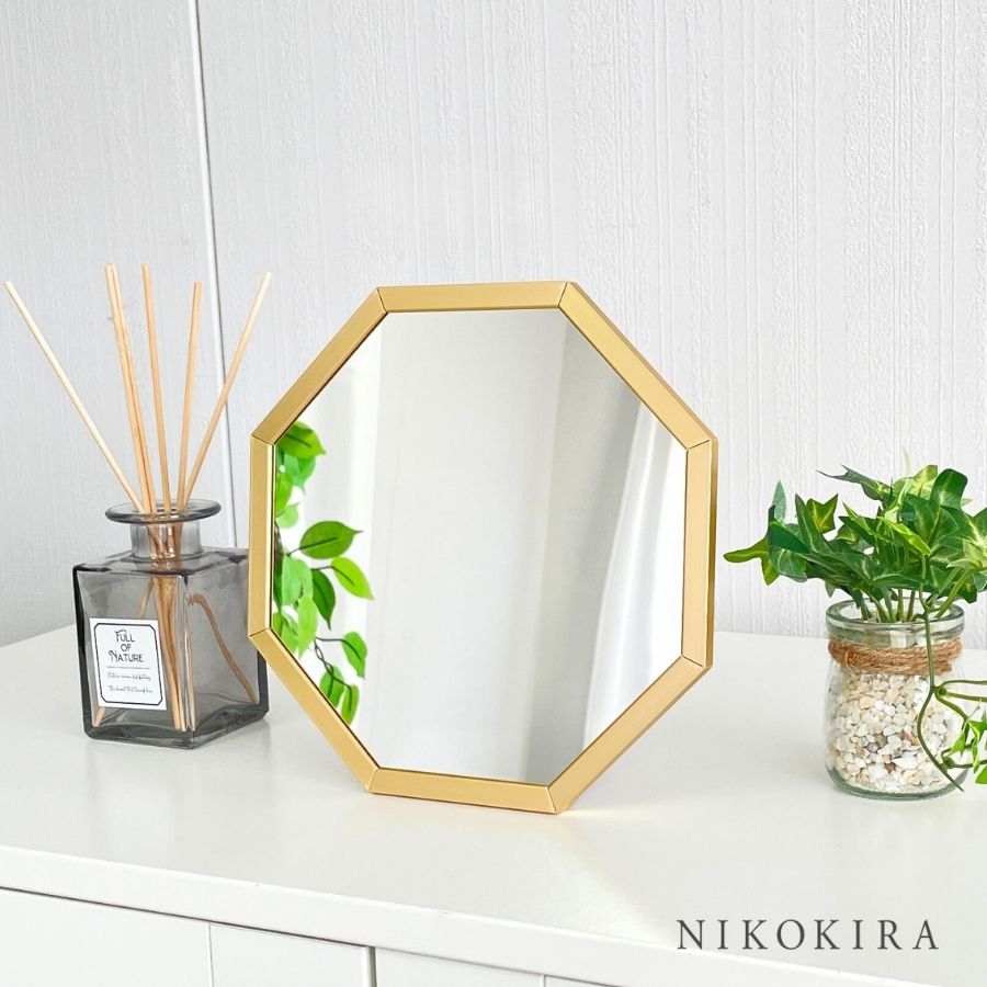 八角鏡 八角ミラー 八角形 玄関 鏡 八角ミラー 八角形 シャイン S