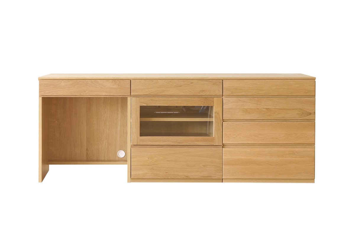 ASTER DESK SET7 180天板 + 60デスク ＋ 60ガラス扉 + 60チェスト