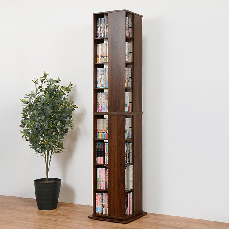 本棚 回転 コミックラック 8段 360度回転 4面 ハイタイプ 収納 CD DVD