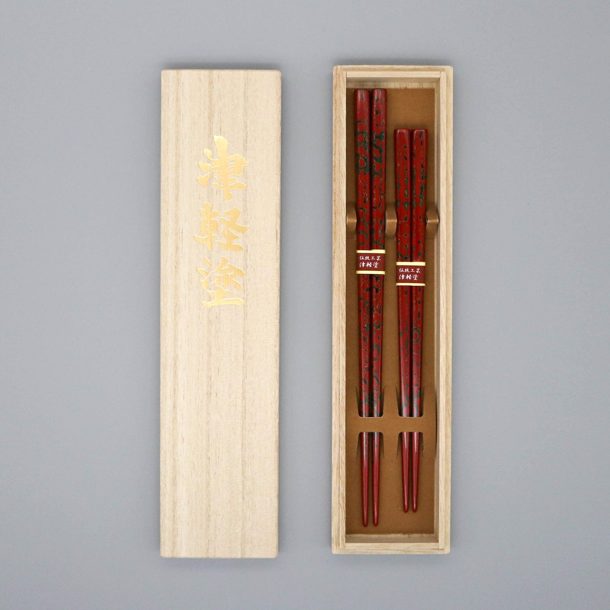 津軽塗 夫婦箸 | 唐塗 | 赤上 | イシオカ工芸