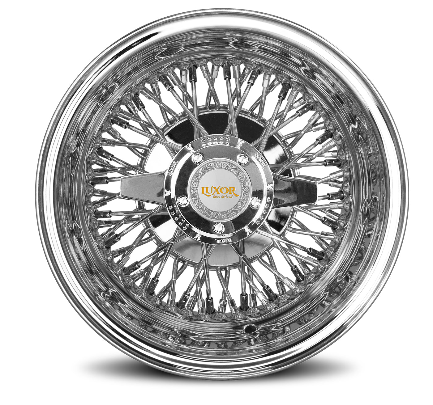 LUXOR WIRE WHEELS 13X5.5 72 CROSS LACE CHROME