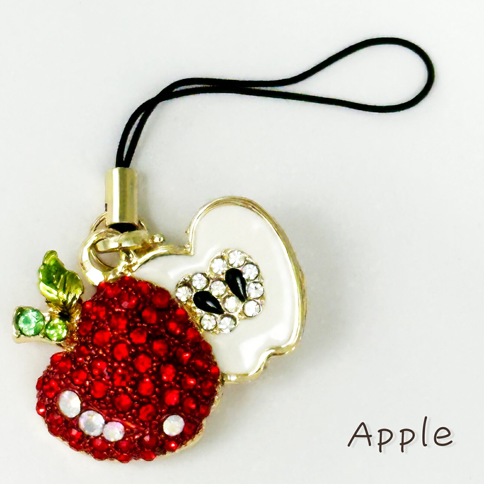 リンゴの携帯ストラップ モチーフ マスコットチャーム レトロ 個性派