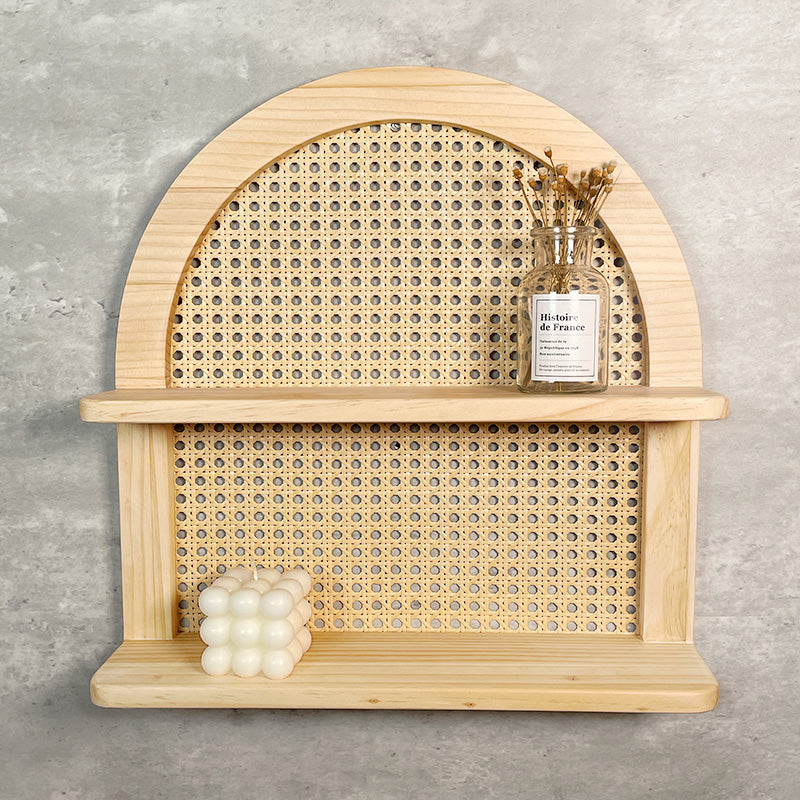 ラタンアーチシェルフ 壁掛けラック ラタン 賃貸 籐 ナチュラル 木製