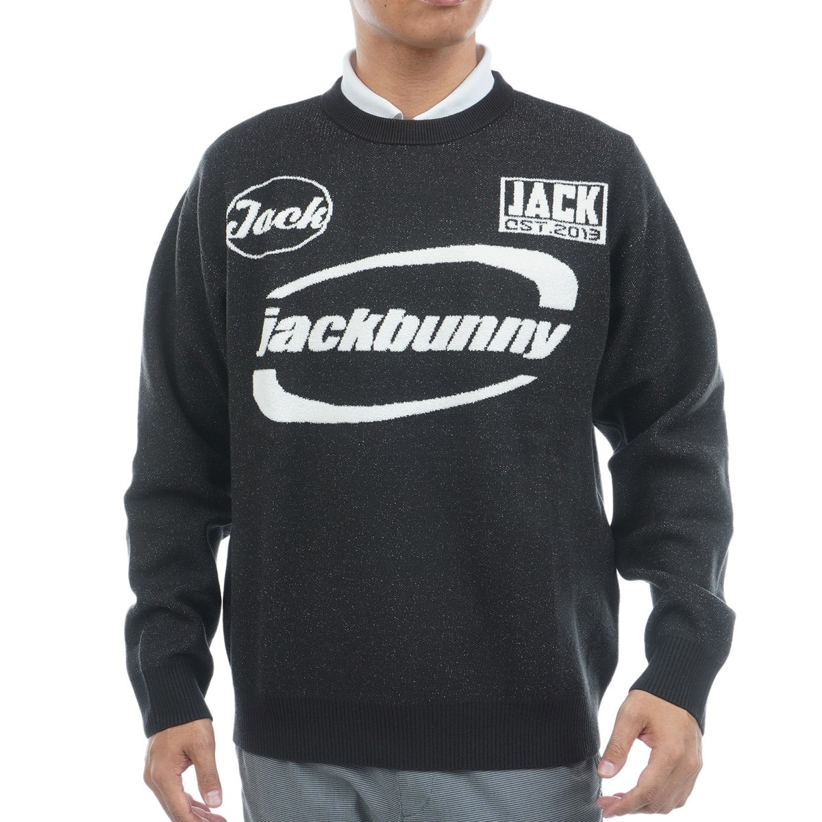 ダブルジャカード ストレッチクルーネックセーター(中間着(セーター