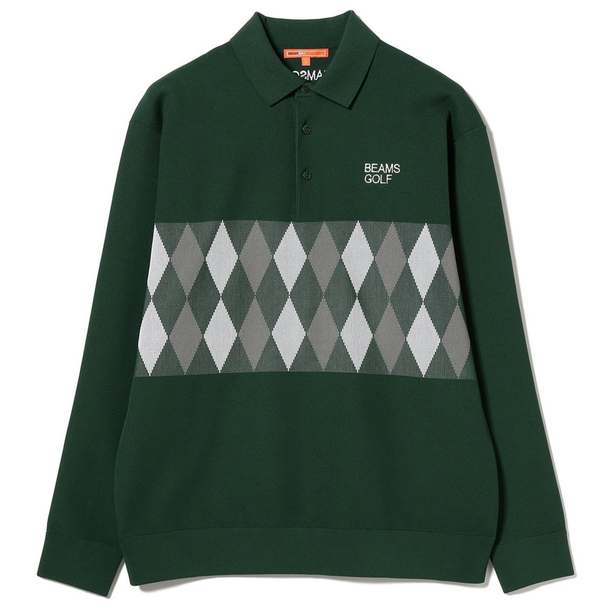 ORANGE LABEL アーガイル柄 ロングスリーブ ニットポロシャツ(中間着