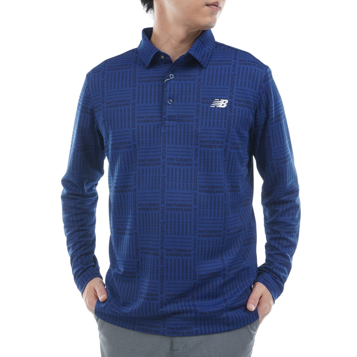 ロゴグレンチェックジャカード 長袖共衿ポロシャツ(長袖シャツ