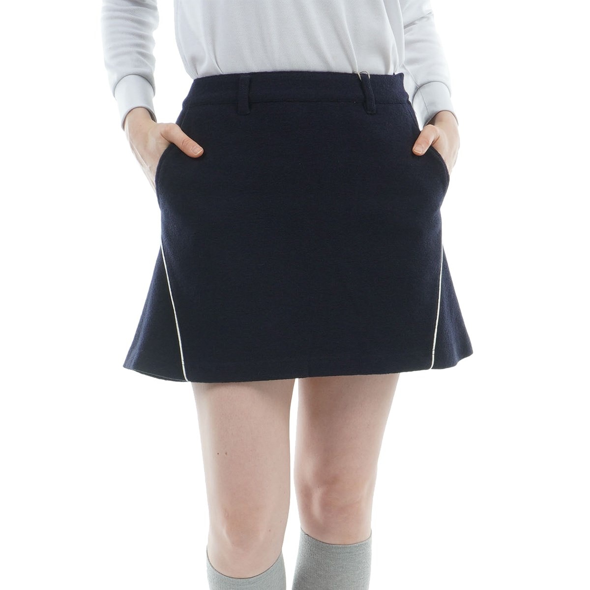 ストレッチ ツイードダンボール 配色パイピングスカート レディス