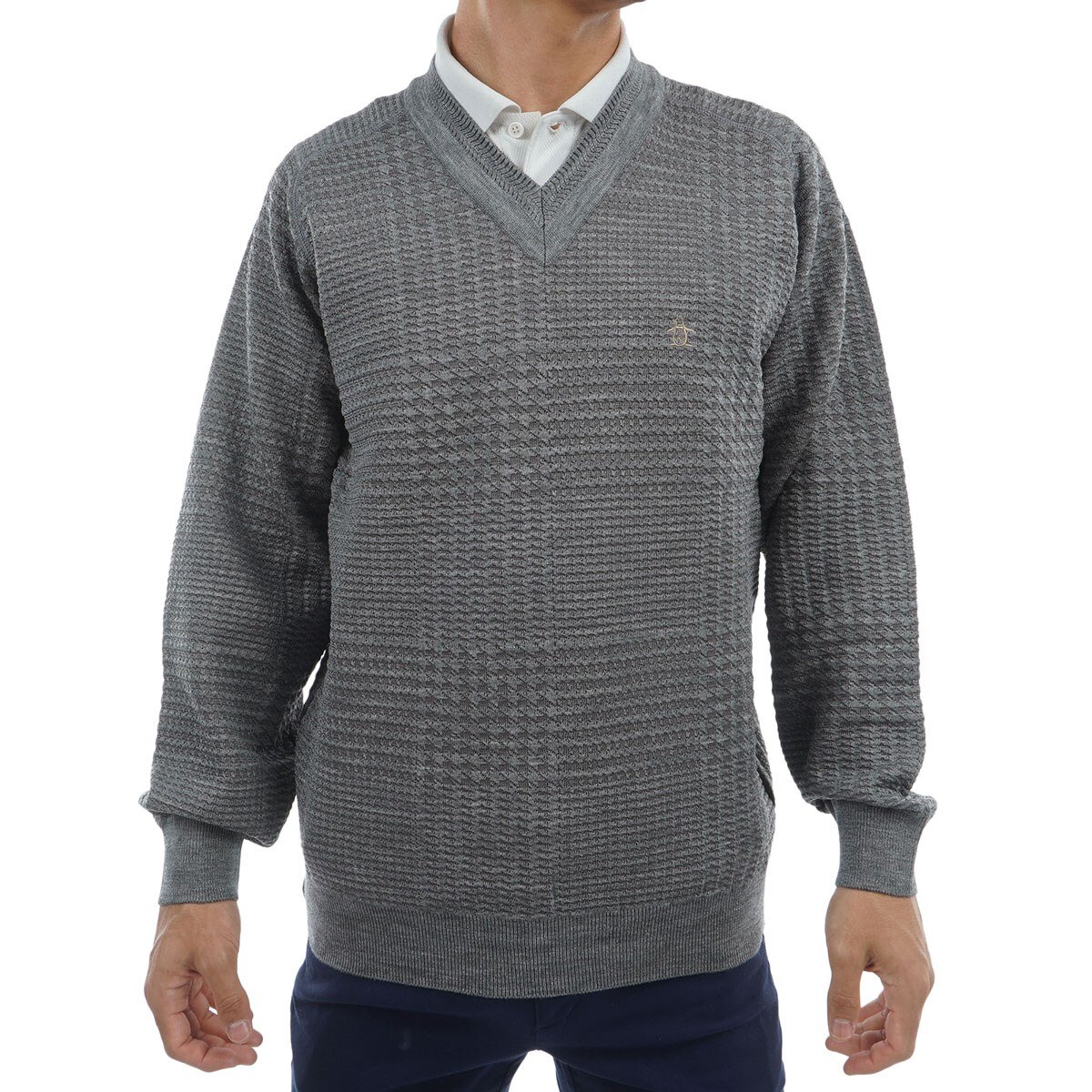 グレンチェックVネックセーター(中間着(セーター、トレーナー