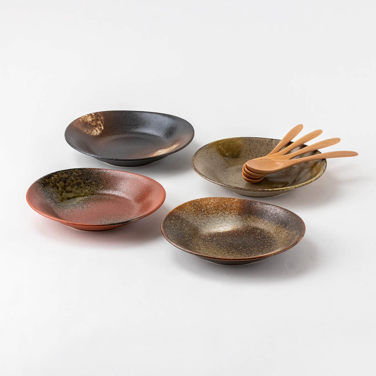 和風楕円カレー皿スプーン付 – 陶土う庵