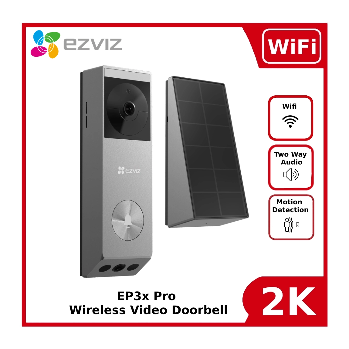 EZVIZ EP3x 2K Battery Powered Pro Wireless WIFI Video Doorbell Kit