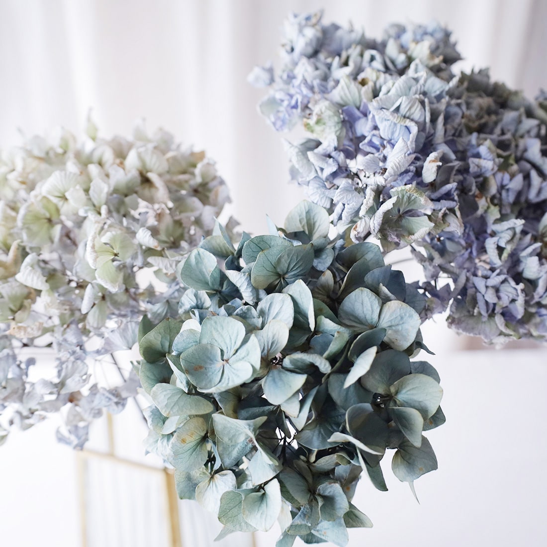 ドライフラワー］ヴィンテージブルーグリーンの紫陽花 3本セット 商品