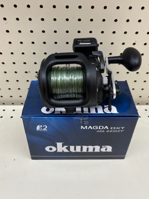 Okuma Magda Pro MA-45DXT Line Counter Reel Pre-Spooled w/ 27# Leadcore
