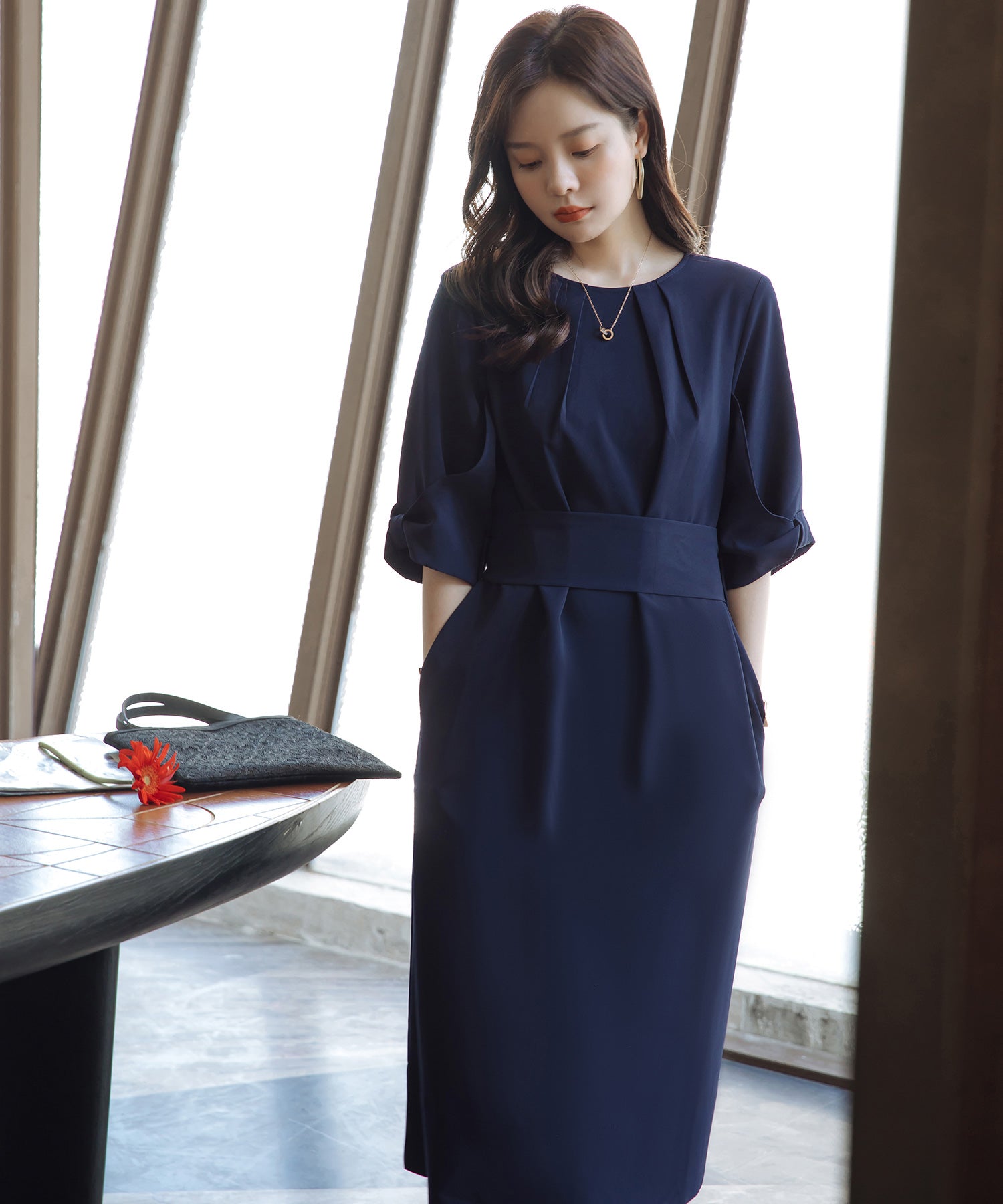 コクーンワンピースドレス ネイビー – [公式]DRESS+ | ドレスプラス