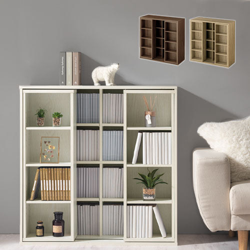 スライド本棚 幅90cm 本棚 ラック おしゃれ ぼん家具 ABE400104