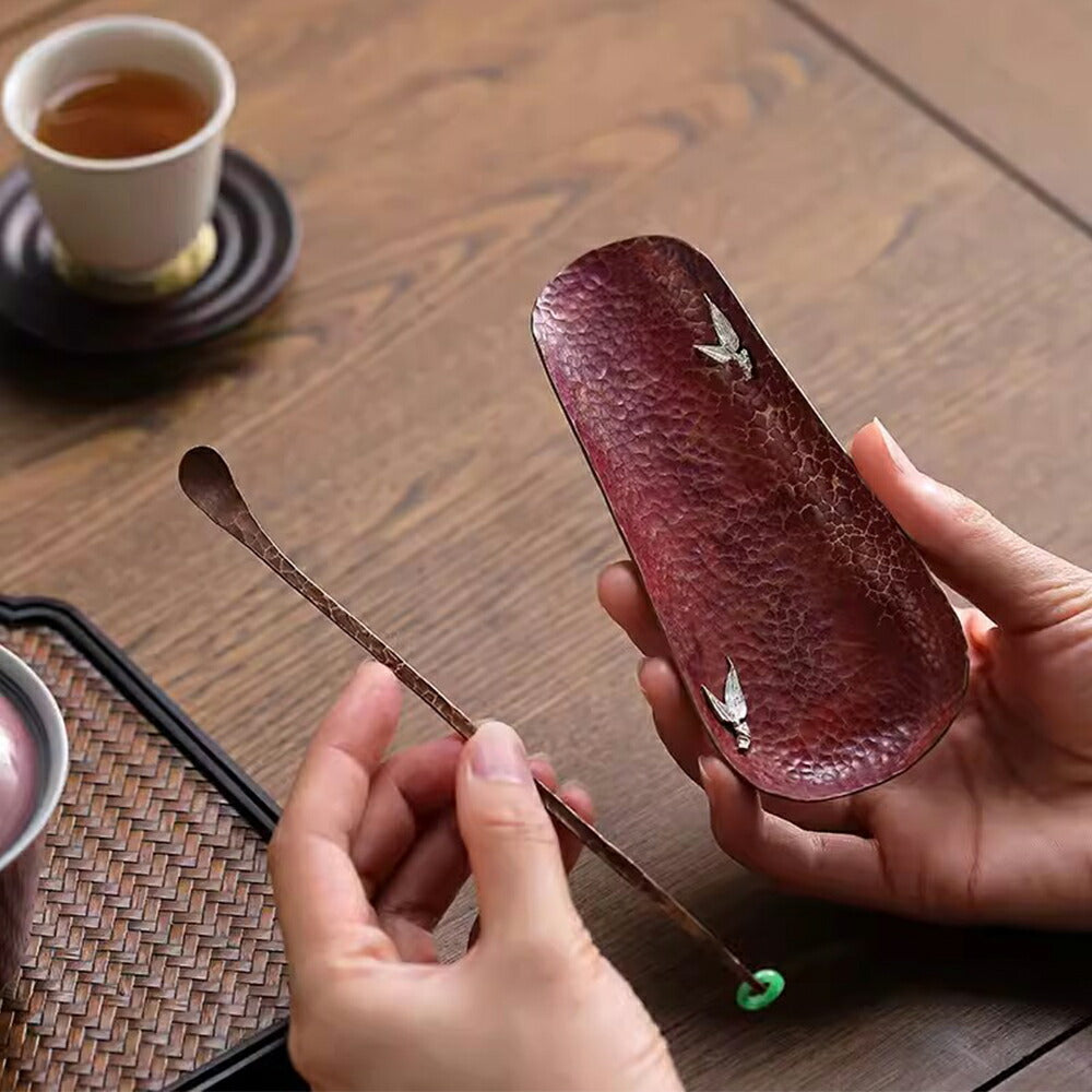 IwaiLoft 煎茶道具 銅製 茶合 茶味 さごう 茶杓 茶量 茶匙 彫刻 お茶