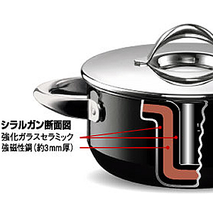 シラルガン（シリット） パッションカラー 浅鍋ガラス蓋付20cm