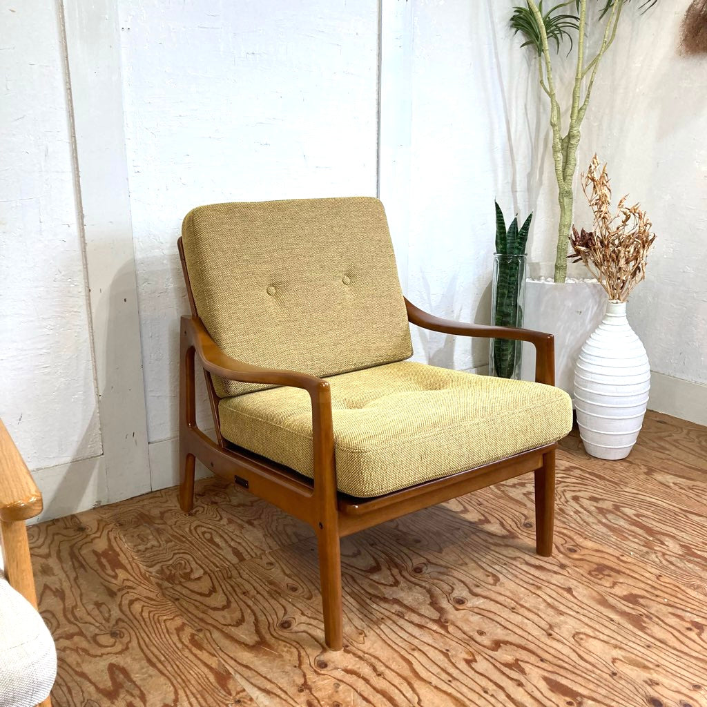 カリモク60 karimoku フレームチェア 1人掛け ソファ マスタード