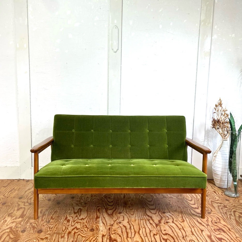 カリモク60 ロビーチェア 2シーター モケットグリーン 2P ソファ 緑