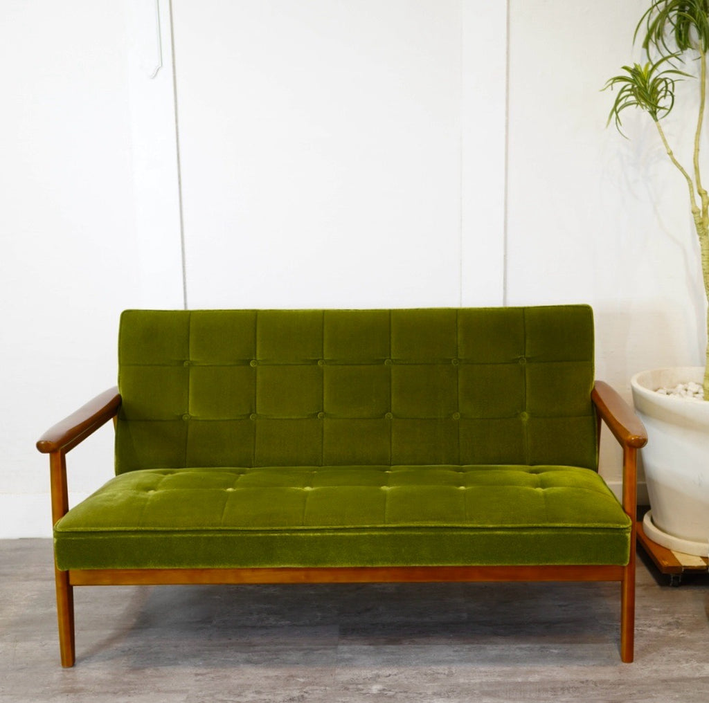 ポッキー様専用【カリモク60】オリーブグリーン ベルベットソファ