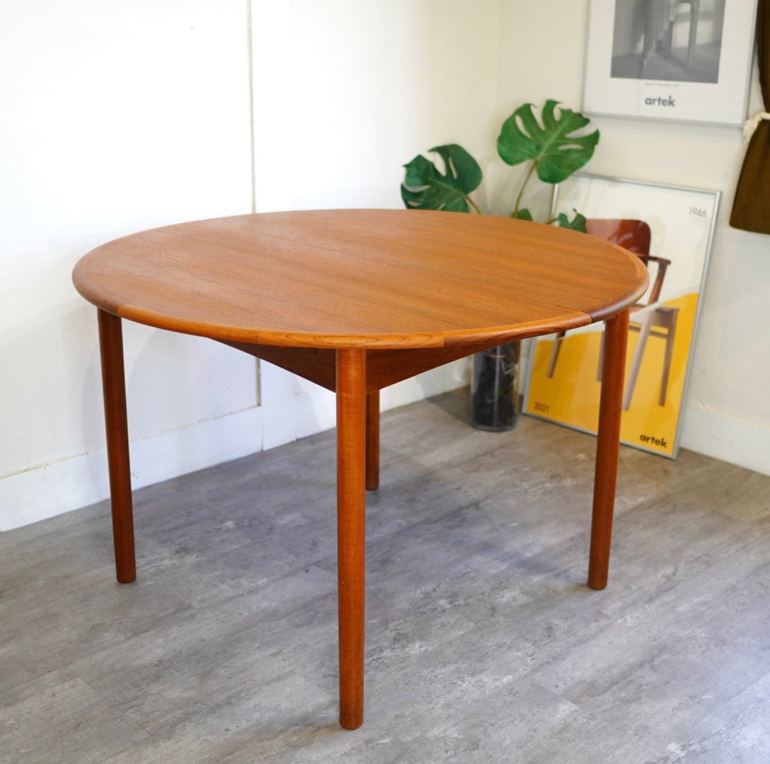 チーク エクステンションダイニングテーブル ラウンドテーブル 北欧