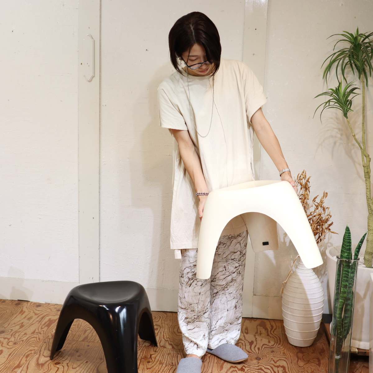 ハビタ / habitat エレファントスツール クリーム 柳宗理 ミッド