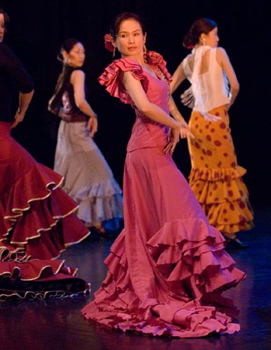 フラメンコ衣装に最適のサテン生地、ツヤ無し面を使用した、パタ・デ