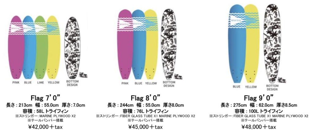 田嶋鉄兵プロデュースのソフトボード『SURF WHA'EVE』2018ニューモデル