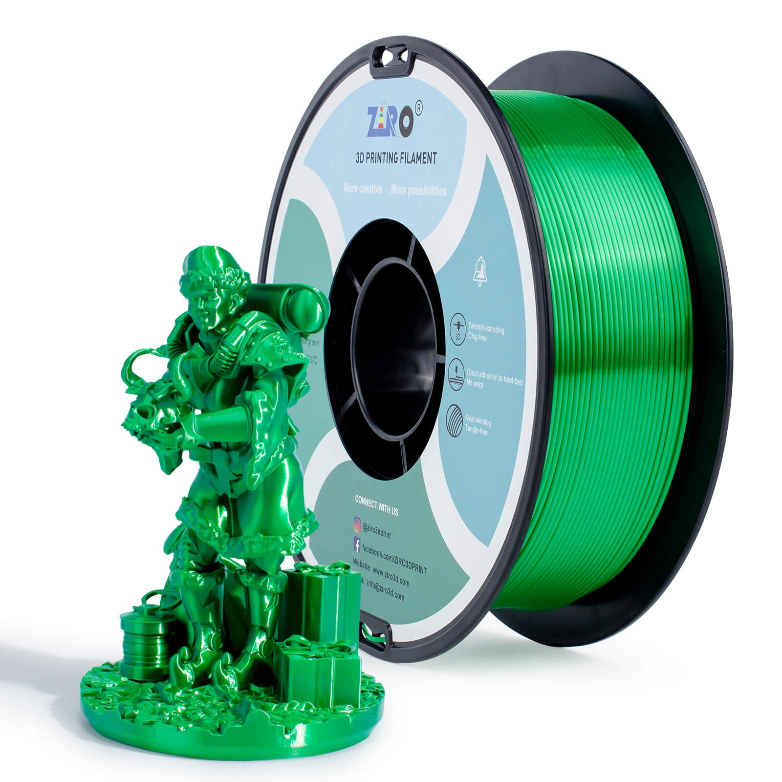 ZIRO Silk PLA Filament 1.75mm, Christmas Green – ZIRO 3D