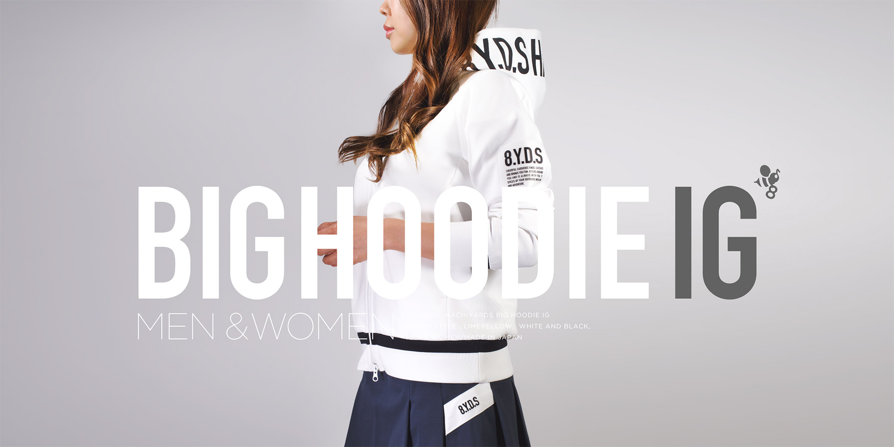 8YARDS / Women's BIG HOODIE IG | White