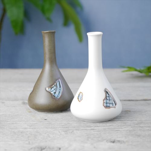 有田焼/伯父山窯/モルソーシリーズ/フラスコ花瓶/ホワイト／ダーク/Φ5