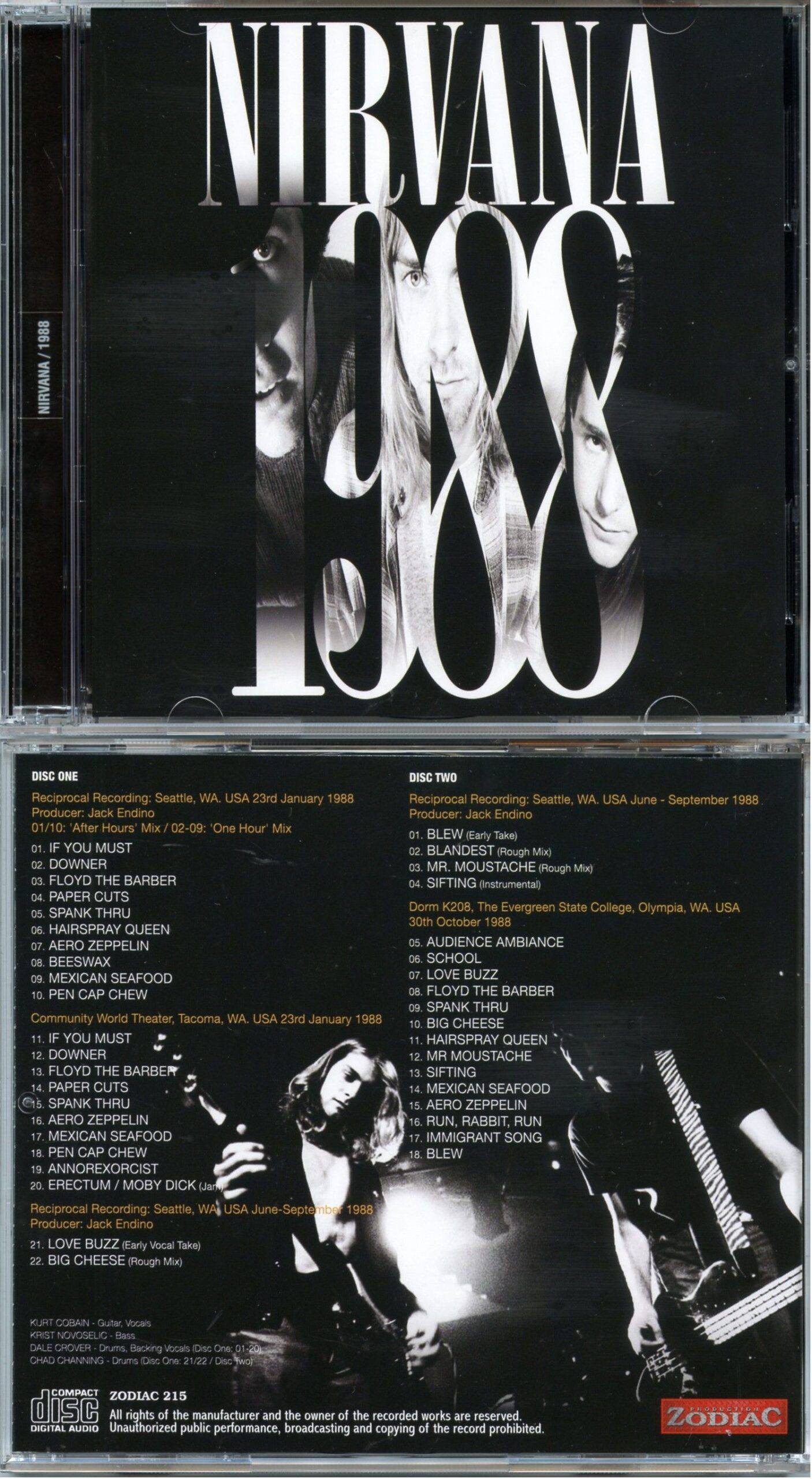 NIRVANA - 1988 ( 2 CD SET ) ( ZODIAC ) ( Seattle Reciprocal