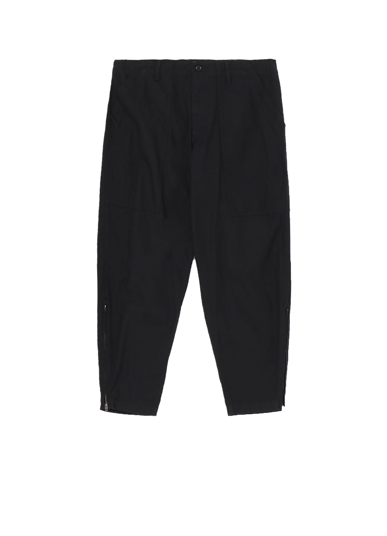 BLACK SCANDAL HERRINGBONE HEM ZIP PAINTER PANTS(S Black): Yohji