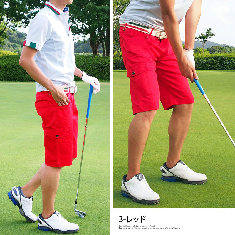 ゴルフウェア メンズ ゴルフパンツ ストレッチ ハーフパンツ ショート