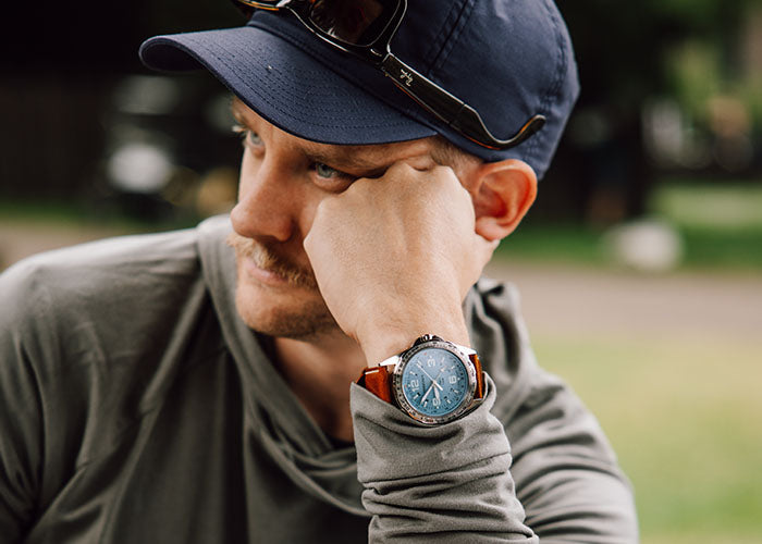 T21 Ice Blue Ion Plated Sapphire | 44mm, Stainless Steel Strap