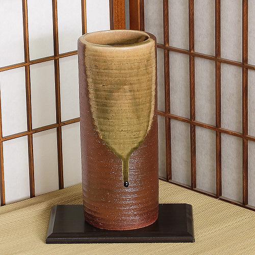 楽天市場】信楽焼 花器 緋色 ビードロ流し 筒型 寸胴 スカーレット