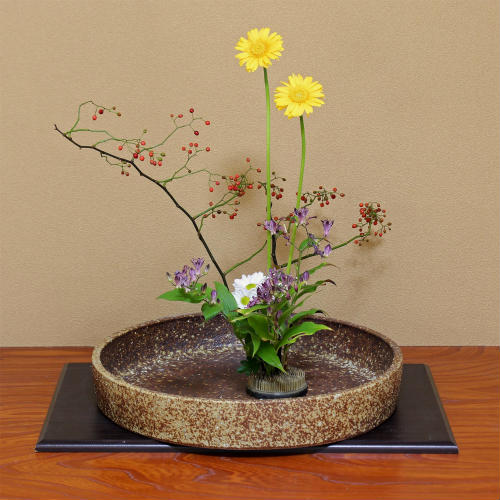 楽天市場】信楽焼 水盤 窯肌 切立 丸 15号 生け花 花器 池坊 小原流