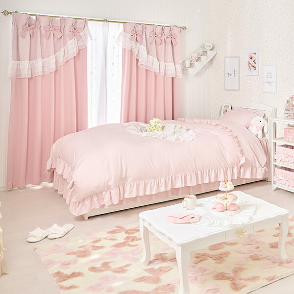 楽天市場】ティアラリボン2WAY遮光カーテン（100×178）/ピンク｜ 姫系