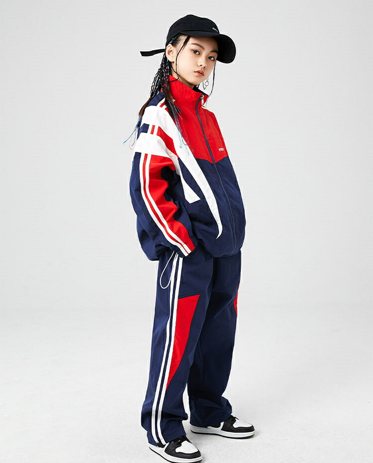 楽天市場】ネイビー キッズ ダンス 衣装 セットアップ 赤 ジャージ