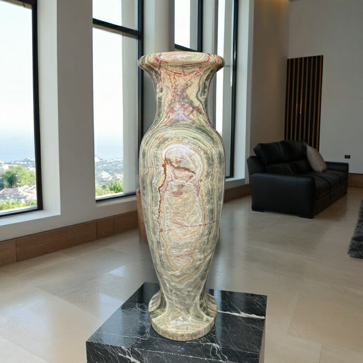 楽天市場】特大 オニックス 花瓶 A オニキス インテリア 飾り壺 天然石