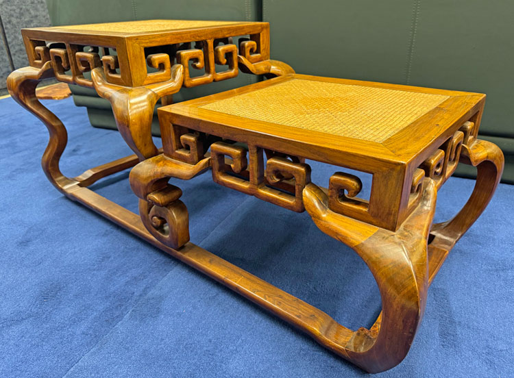 楽天市場】送料無料 天然木 2段 テーブル 大きい W115cm 飾り台 豪華