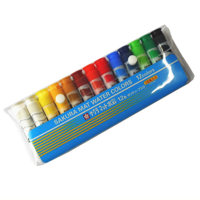 楽天市場】サクラ ポリチューブ水彩えのぐ 12色13本 マット水彩 白2本