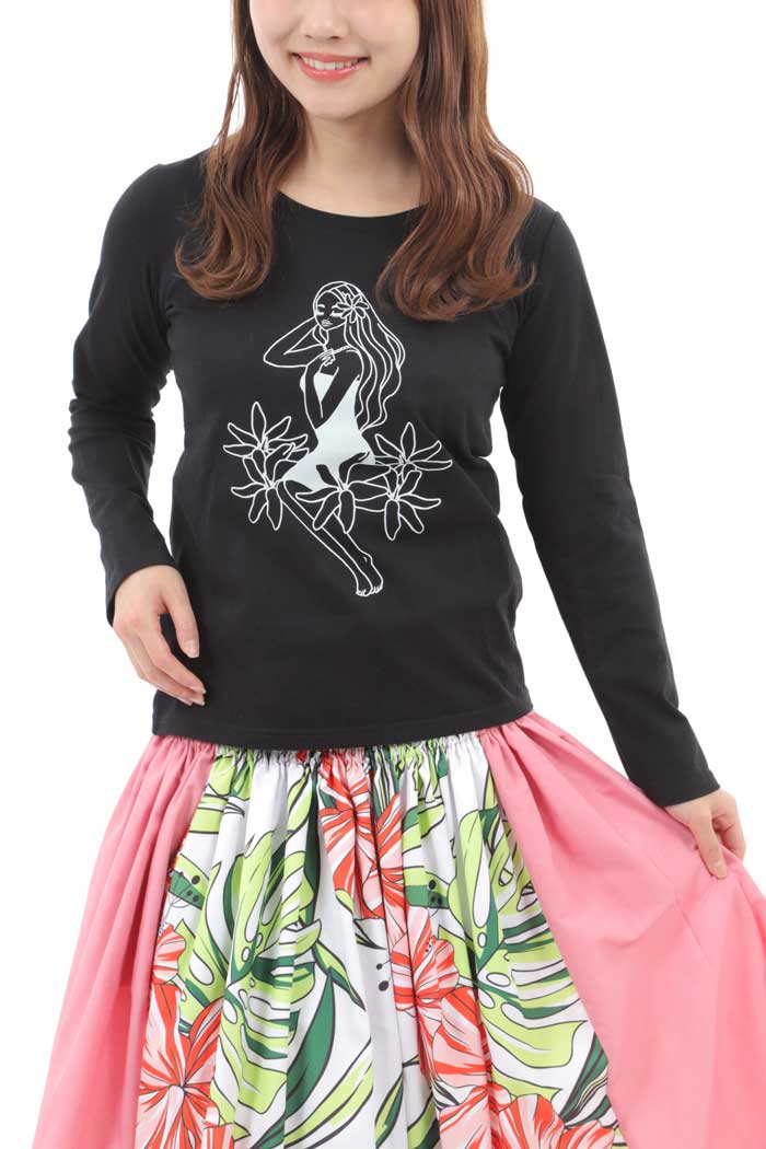 楽天市場】フラダンス tシャツ tシャツ 長袖 レデイース ロングティー