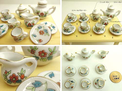 楽天市場】三松貿易 ミニチュア食器 ティーセット 粉彩紅花 プリント